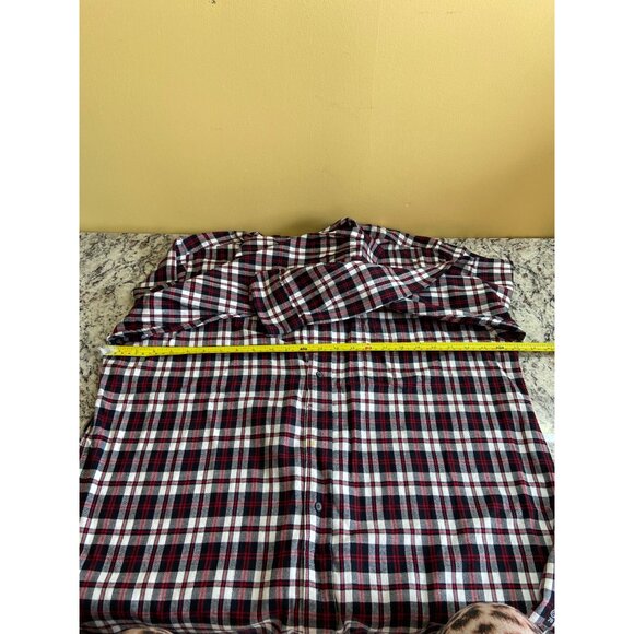 Chaps Men XL Shirt Red Black White Plaid Long Sleeve Button Down Academia Preppy - Picture 8 of 11